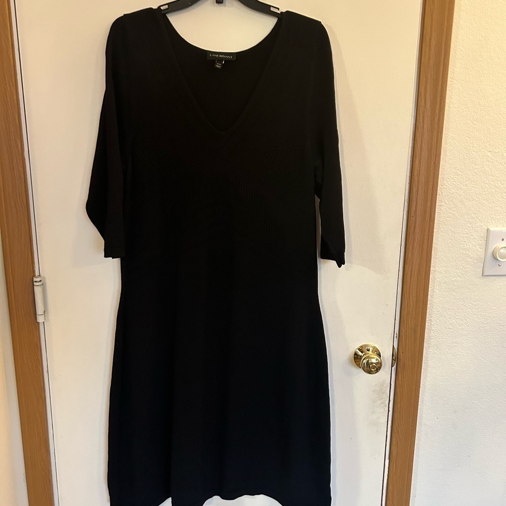 Lane Bryant 14/16 3/4 sleeve black stretchy dress